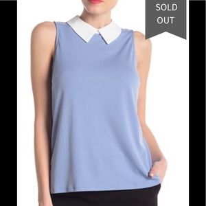 CECE Cynthia Steffe contrast collar crepe top NWT
